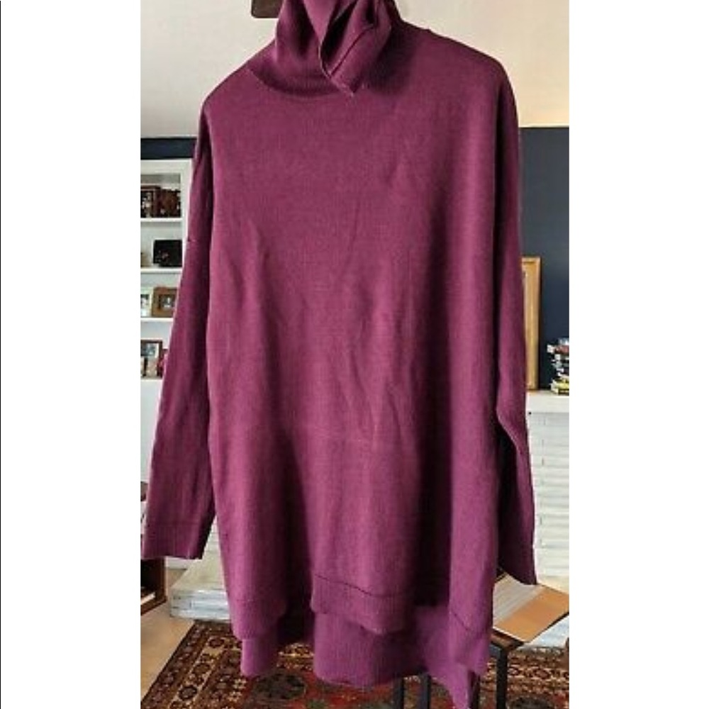 Eileen Fisher aubergine/purple turtle neck tunic sweater